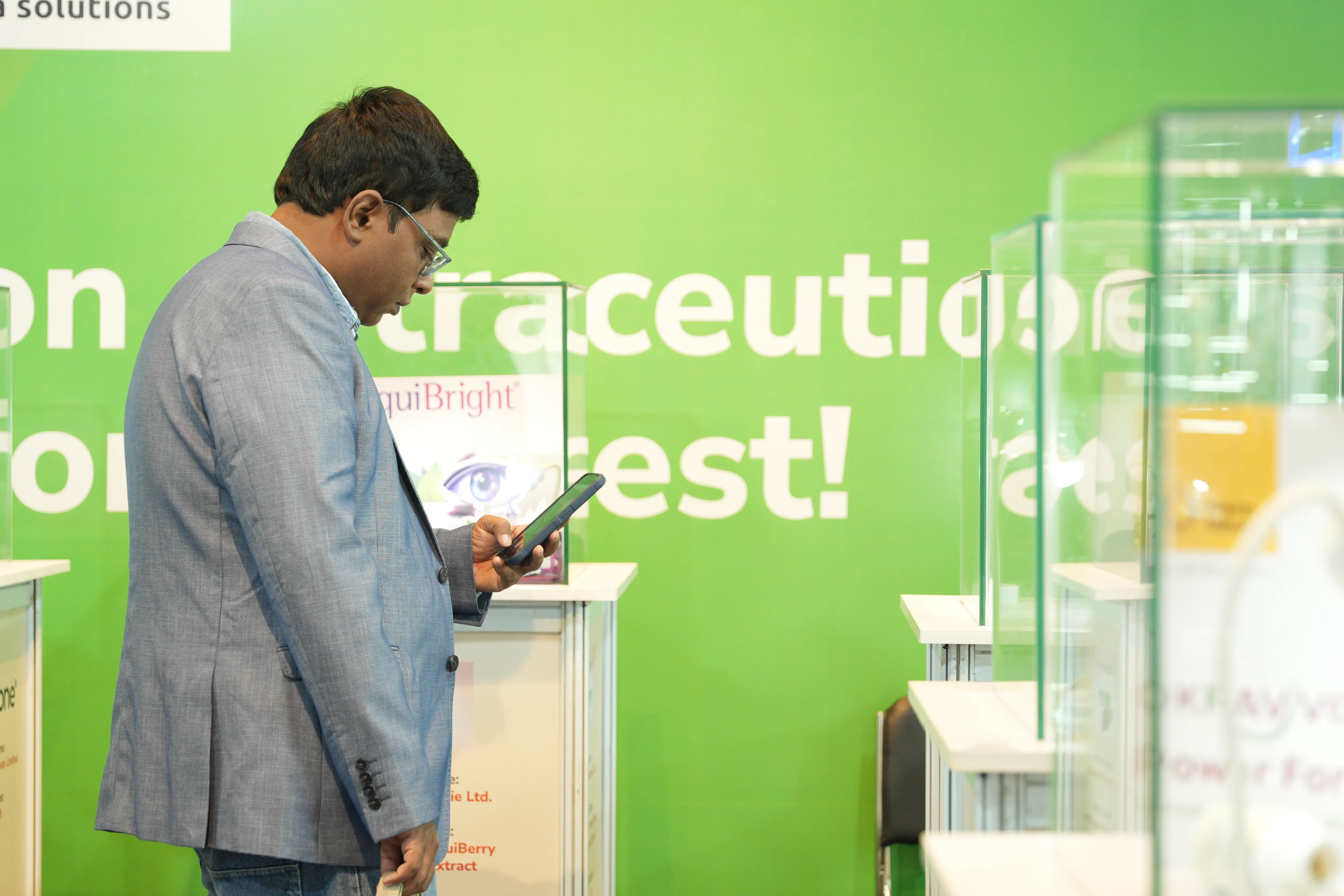 Delegate looking at products in Vitafood India Expo
