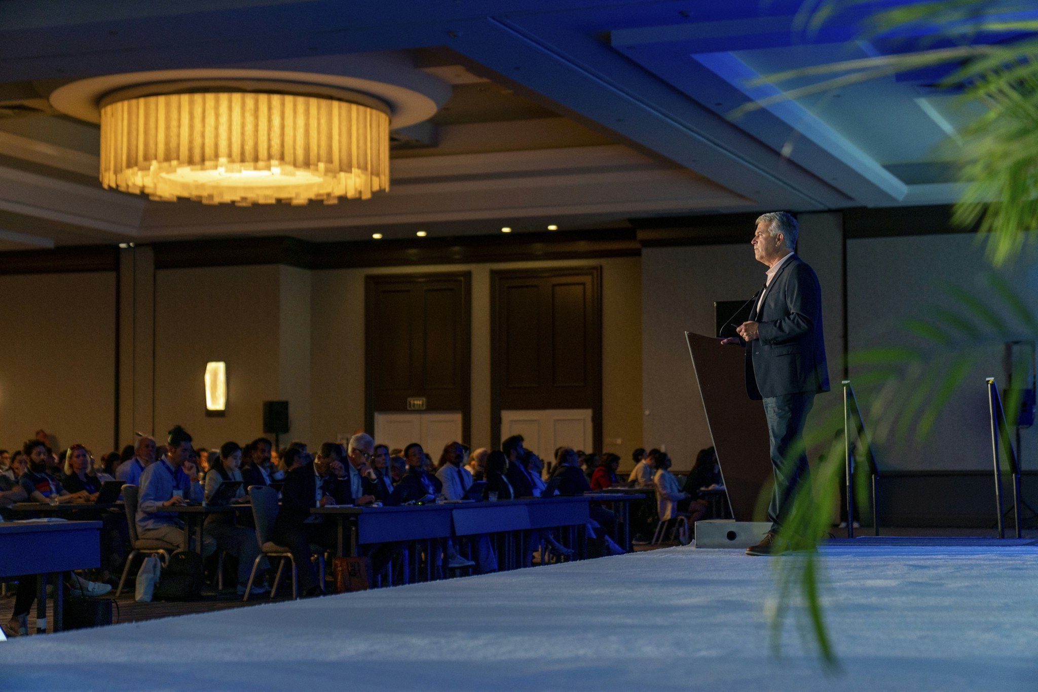 A speaker presentation to a crowd at TIDES USA