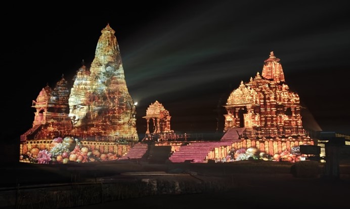 3D projection mapping and laser lighting, enhancing the temples' beauty at night
