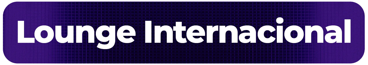 Botão roxo escuro com cantos arredondados e o texto "Lounge Internacional" escrito em branco