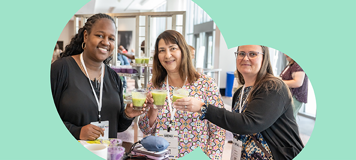 Attendees from the 2024 MenuDirections during a networking break.