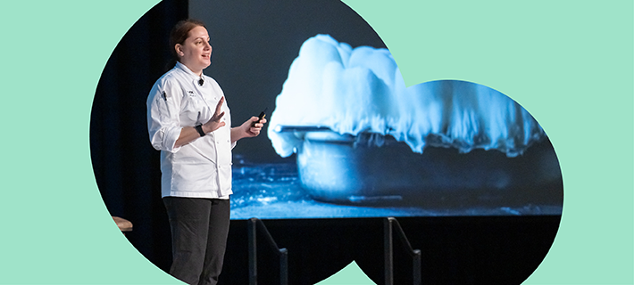 A speaker presenting at the 2024 MenuDirections