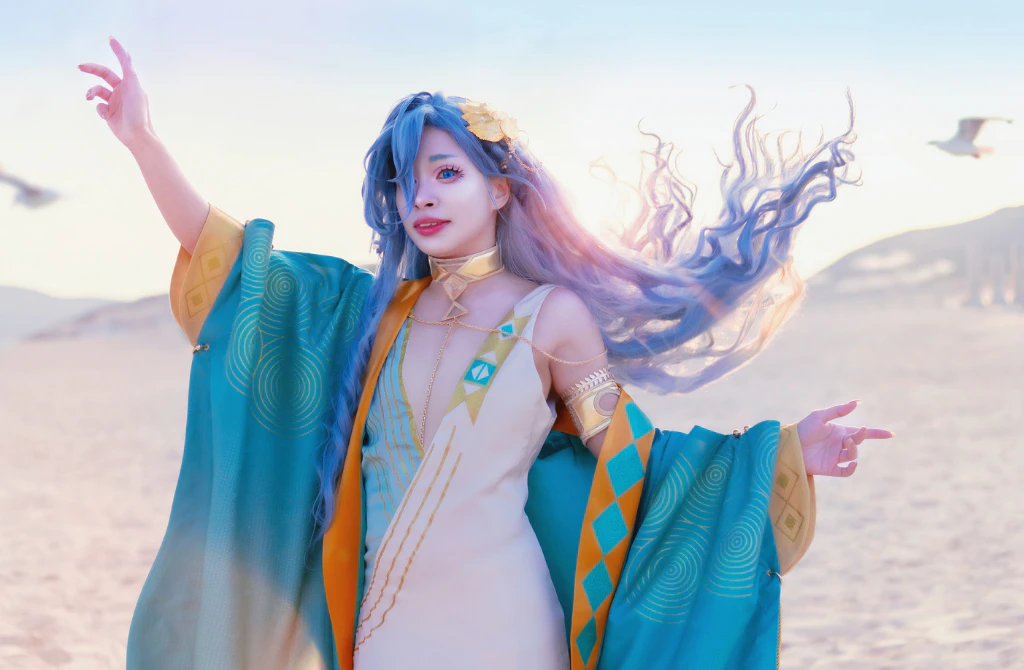 Skyre in a medieval-inspired cosplay, judging the MEFCC 2025 cosplay contest.