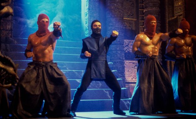 Mortal Kombat still from the live action movie with characters mid-fighting pose