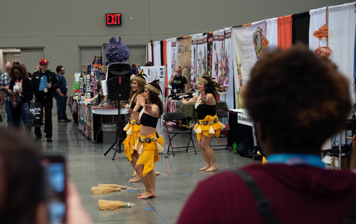 Dancers from the Cleveland Asian Festival doing a traditional hula performance