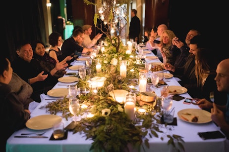 long table with guests