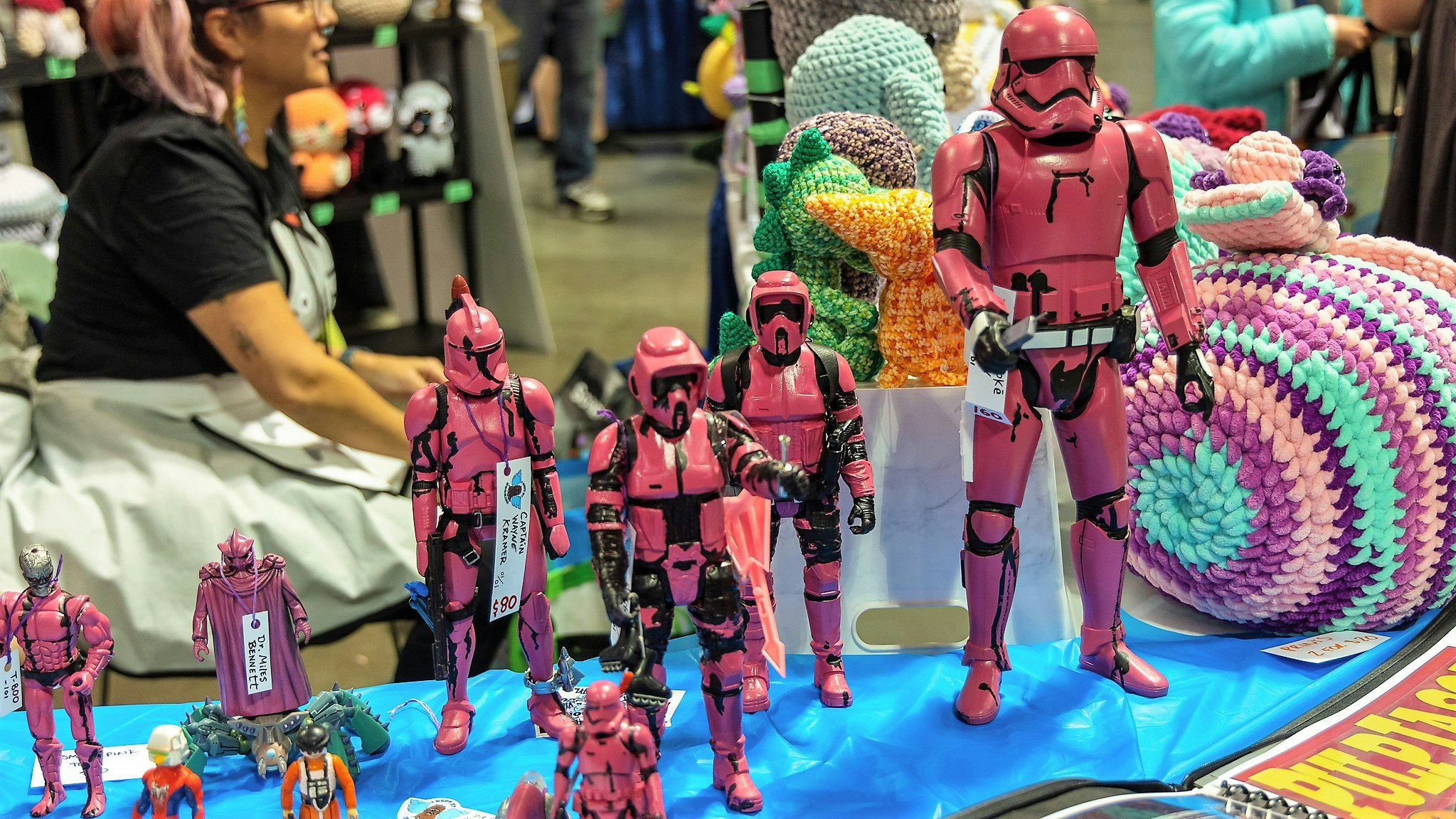 Pink coloured Star Wars action figures