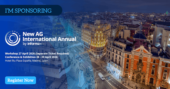 Sponsor banner for New AG International Annual, featuring event branding and sponsor promotion.