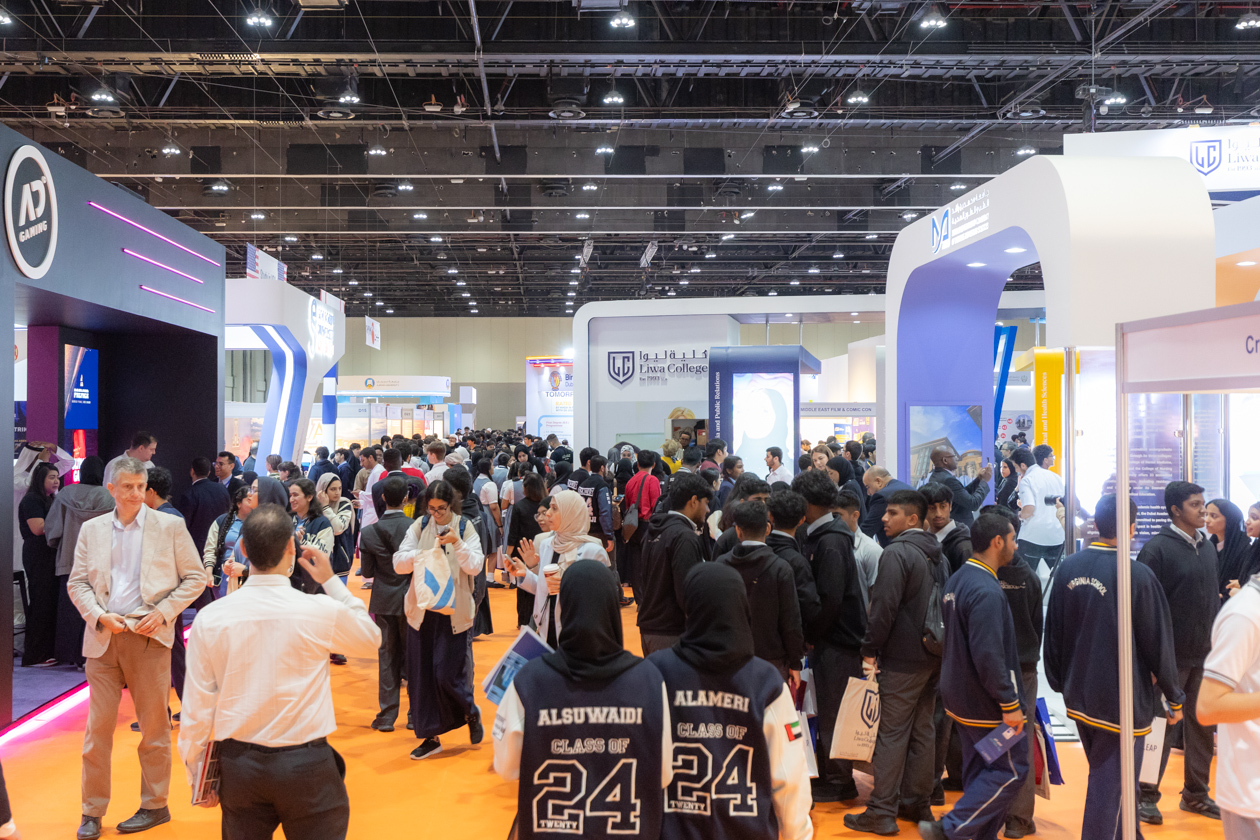 Crowds of students and parents explore global university booths at Najah Abu Dhabi, the region’s leading university recruitment fair.