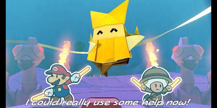 mario and toad dancing with olivia a folded up origami princess