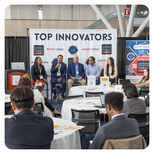 Leading innovators share insights during a panel at the Top Innovators Conference.