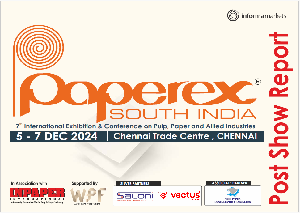 Downloadable brochure for Paperex South India, featuring event details, exhibitor information, and participation highlights