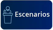 Ícono de una persona en un podio con el texto Escenarios sobre fondo azul
