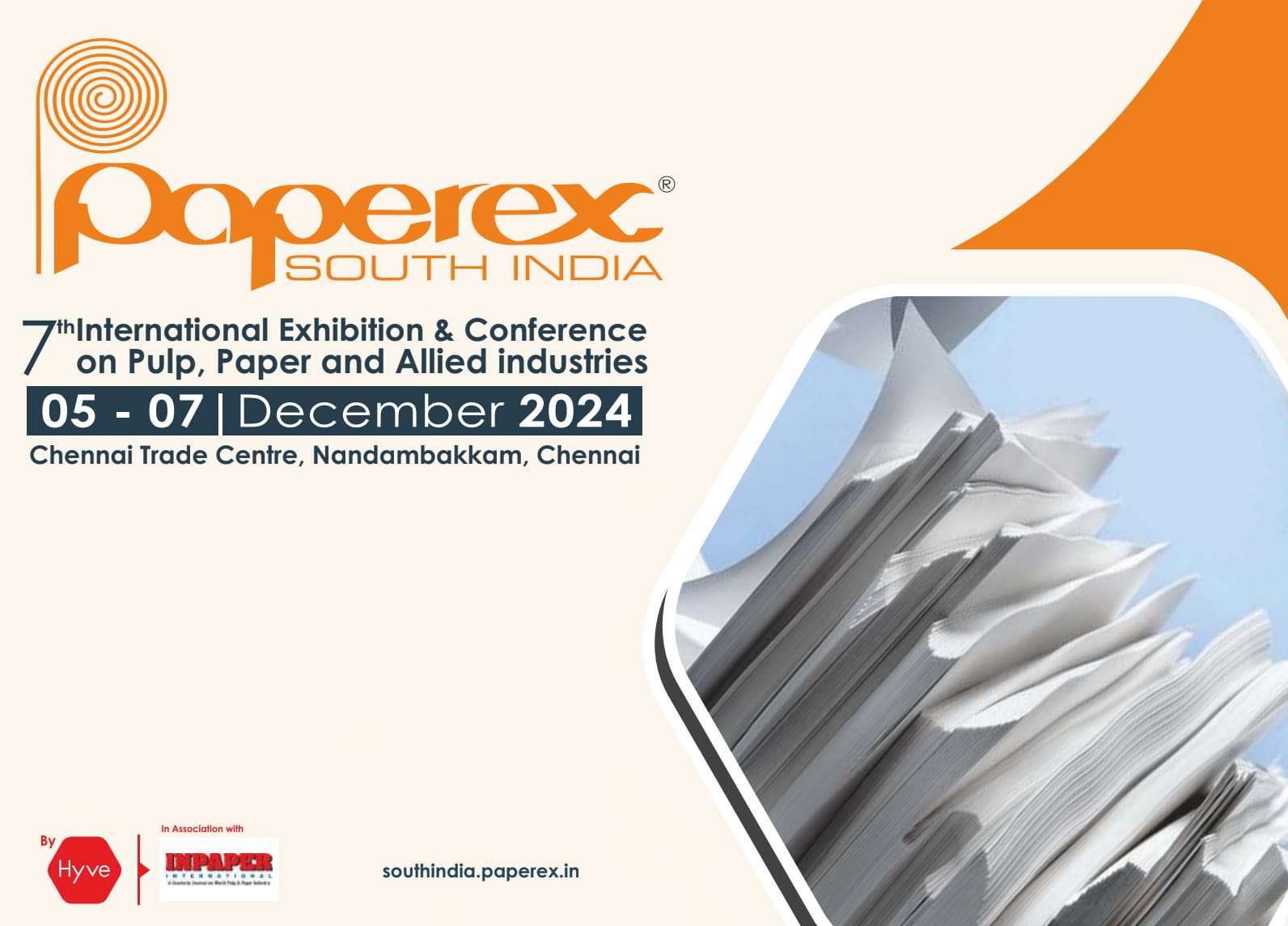 Downloadable brochure for Paperex South India, featuring event details, exhibitor information, and participation highlights