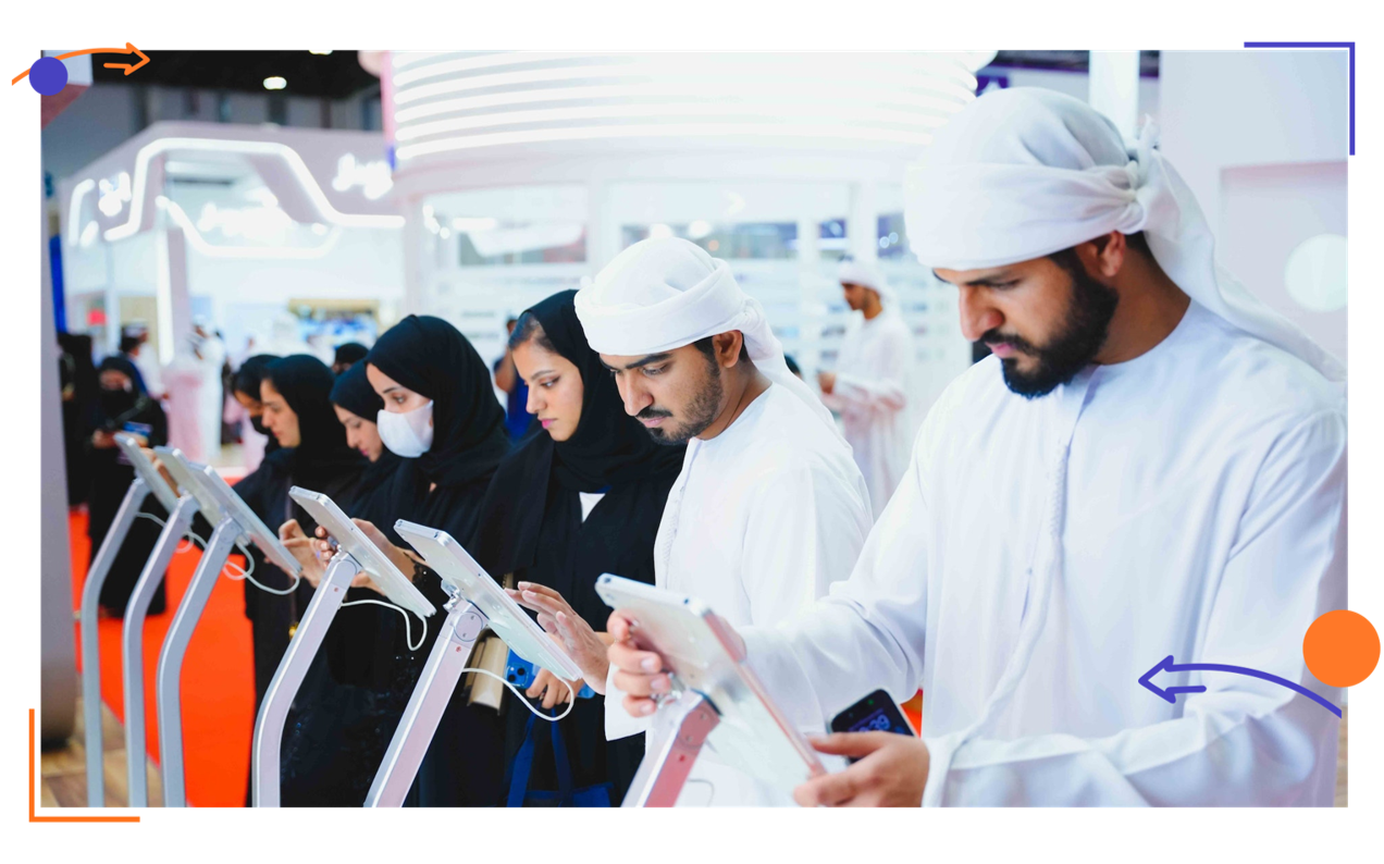 UAE Nationals completing on-site interviews and assessments with employers during Tawdheef x Zaheb 2025 Emiratisation fair.