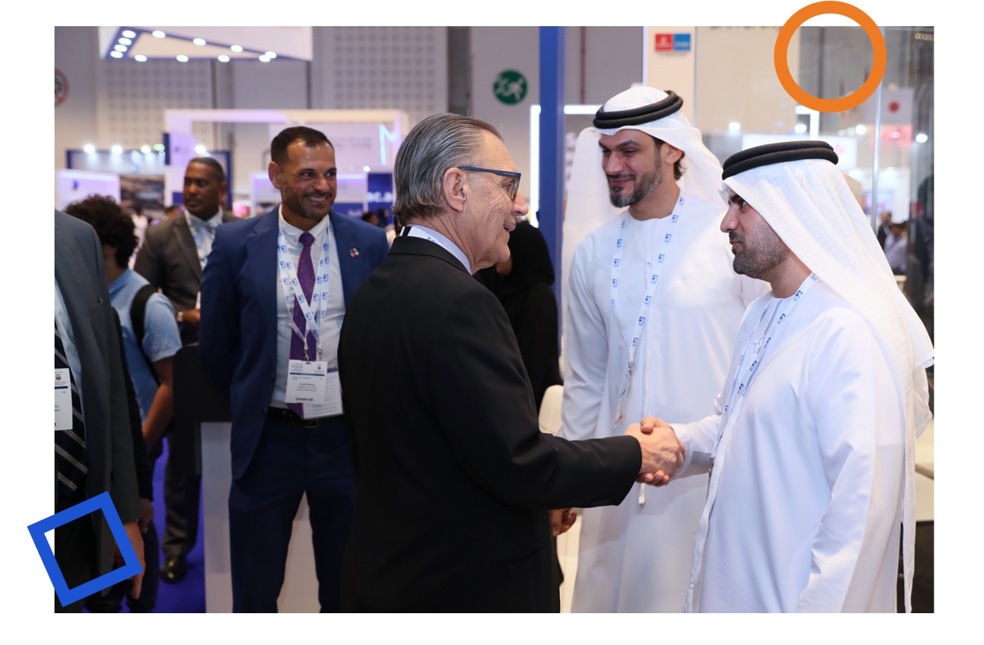 Heads of institutions and education leaders networking at Najah Expo, discussing partnerships and opportunities.