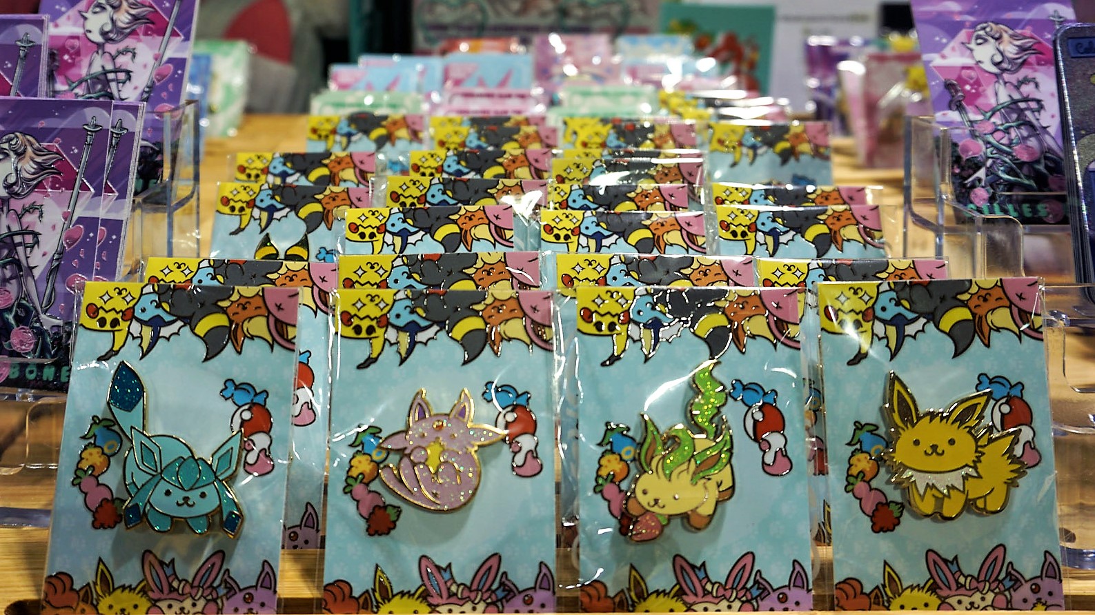 Glaceon, Espeon, Leafeon, and Jolteon from Pokemon pins