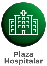 Ícone de hospital com cruz médica representando a Plaza Hospitalar, espaço de conteúdo e inovação em saúde na feira Hospitalar