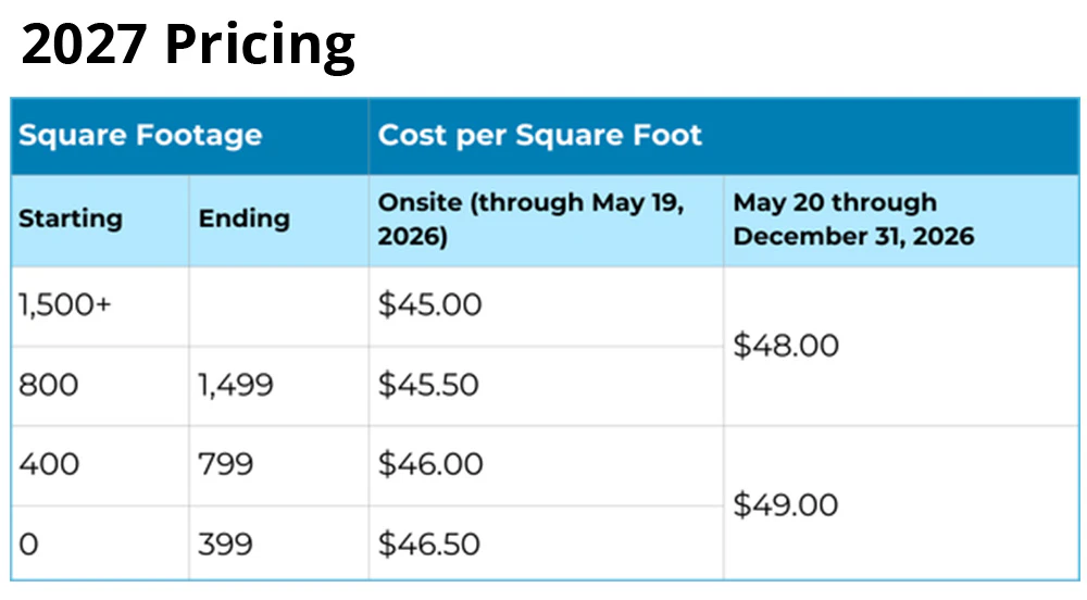 pricing table