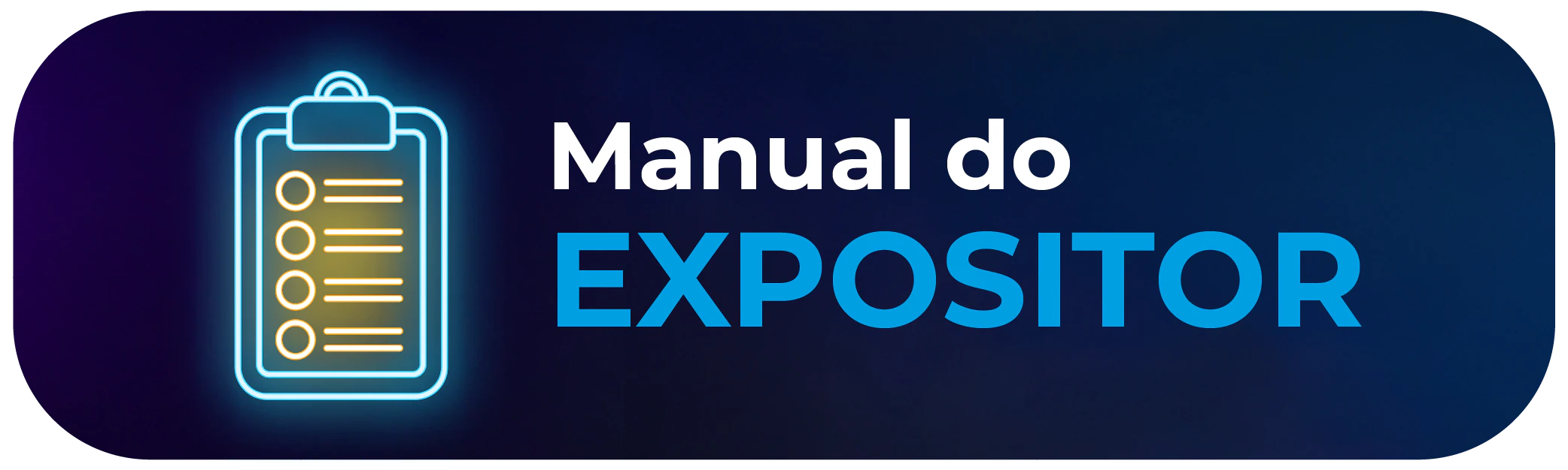 Botão verde com a frase "manual do expositor" e o ícone de um papel com uma lupa a esquerda.