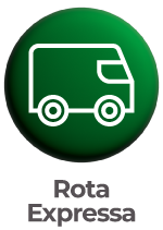 Botão circular verde com ícone de uma van e o texto 'Rota Expressa' abaixo.