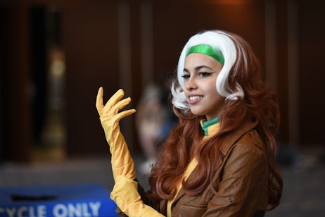 Rogue cosplayer posing for a picture
