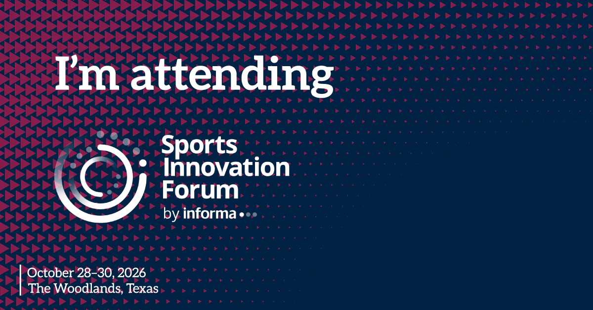 "I'm attending" shareable LinkedIn graphic promoting the 2026 Sports Innovation Forum.
