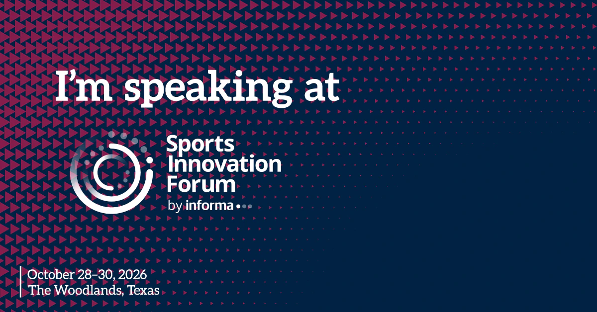 "I'm Speaking" graphic for Sports Innovation Forum Speakers to share on LinkedIn.