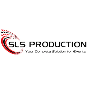 SLS Production logo – MEES 2026 Exhibitor supporting event production, audio visual and multimedia production