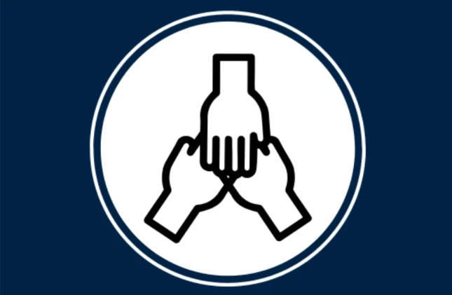 Hands to the center team symbol