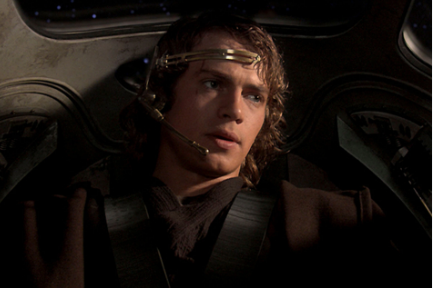Anakin in his ship, with his headset on