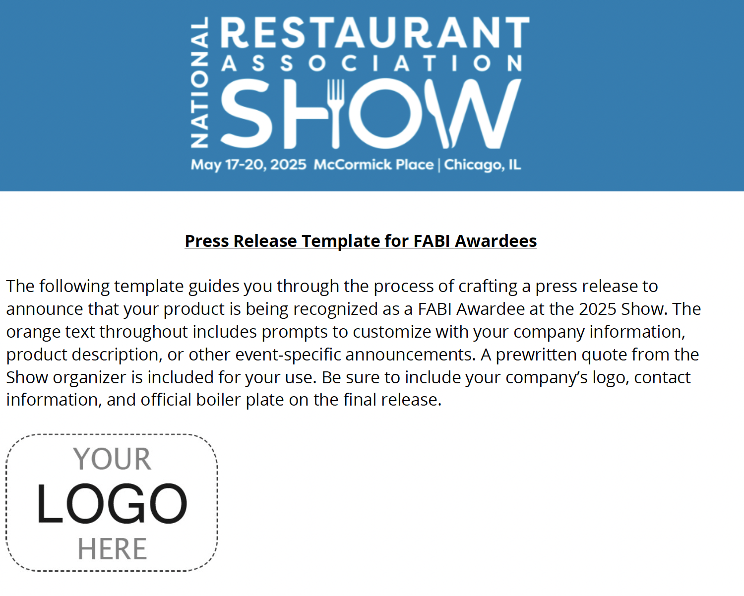 Press Release Template