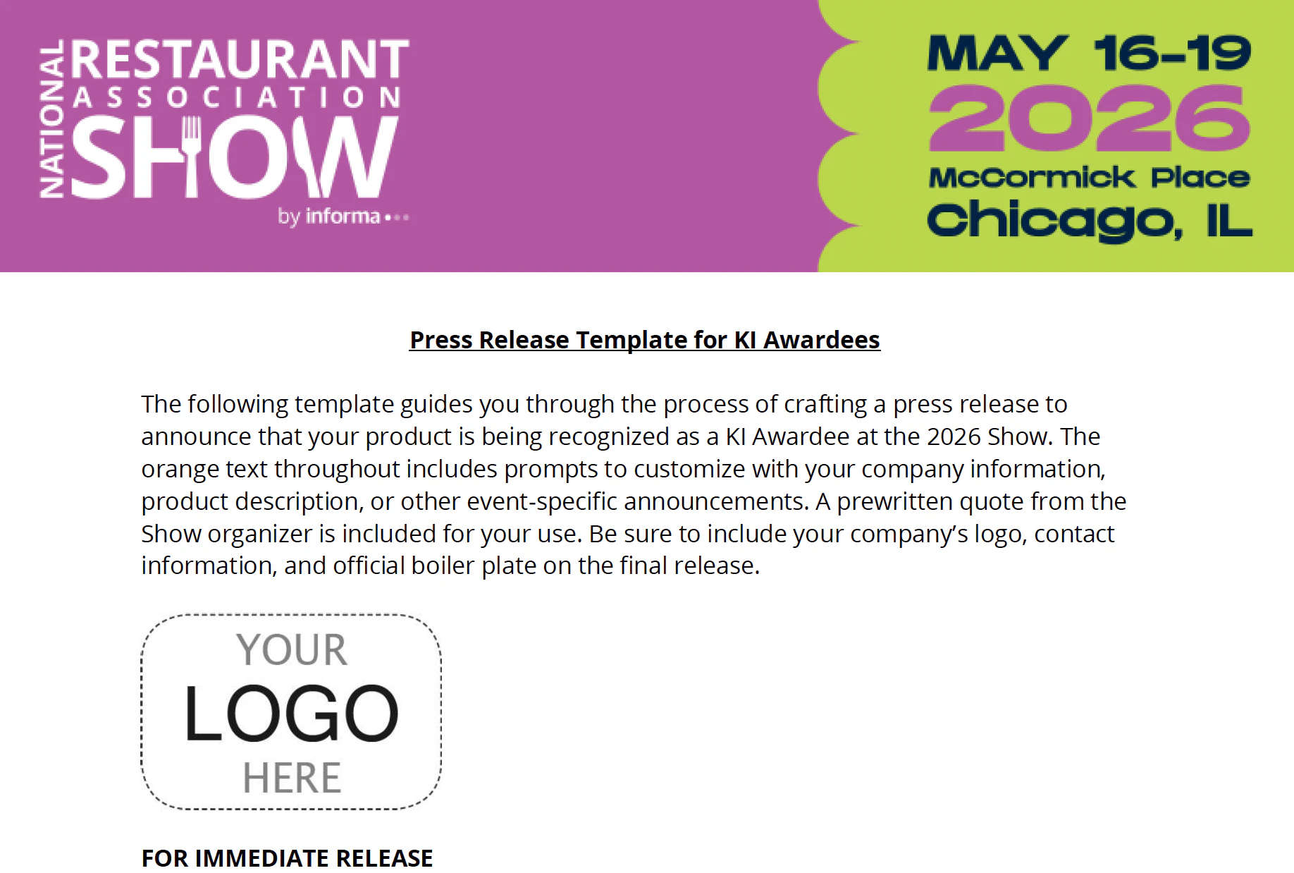 Restaurant Show Logos