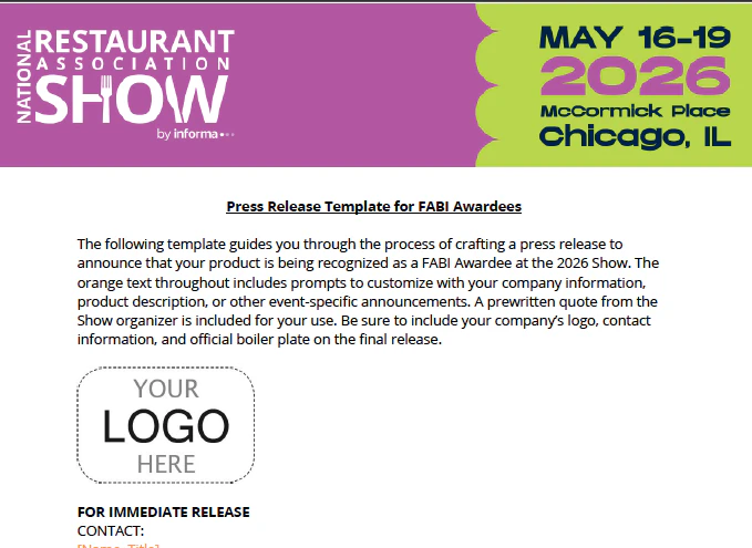 Press Release Template