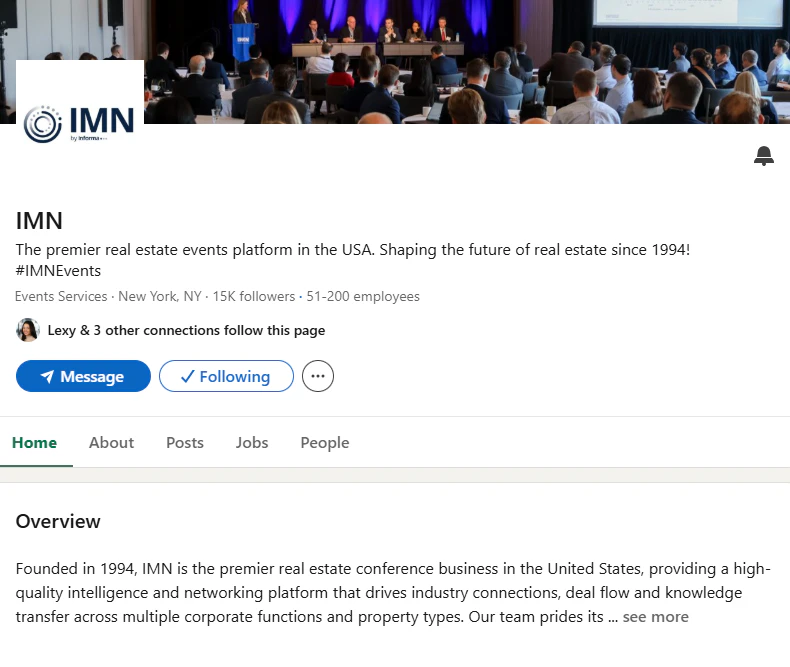 Linkedin Page for IMN
