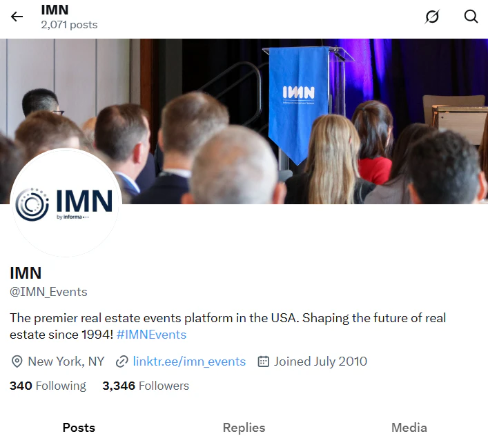 Twitter page for IMN