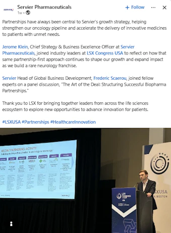 Servier Pharmaceuticals Sponsor LSX USA 2026
