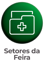 Botão circular verde com ícone de uma pasta de arquivos contendo uma cruz médica e o texto 'Setores da Feira' abaixo.