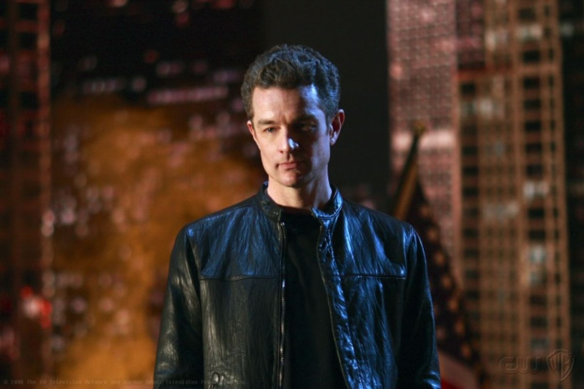James Marsters in a black leather jacket looking menacingly