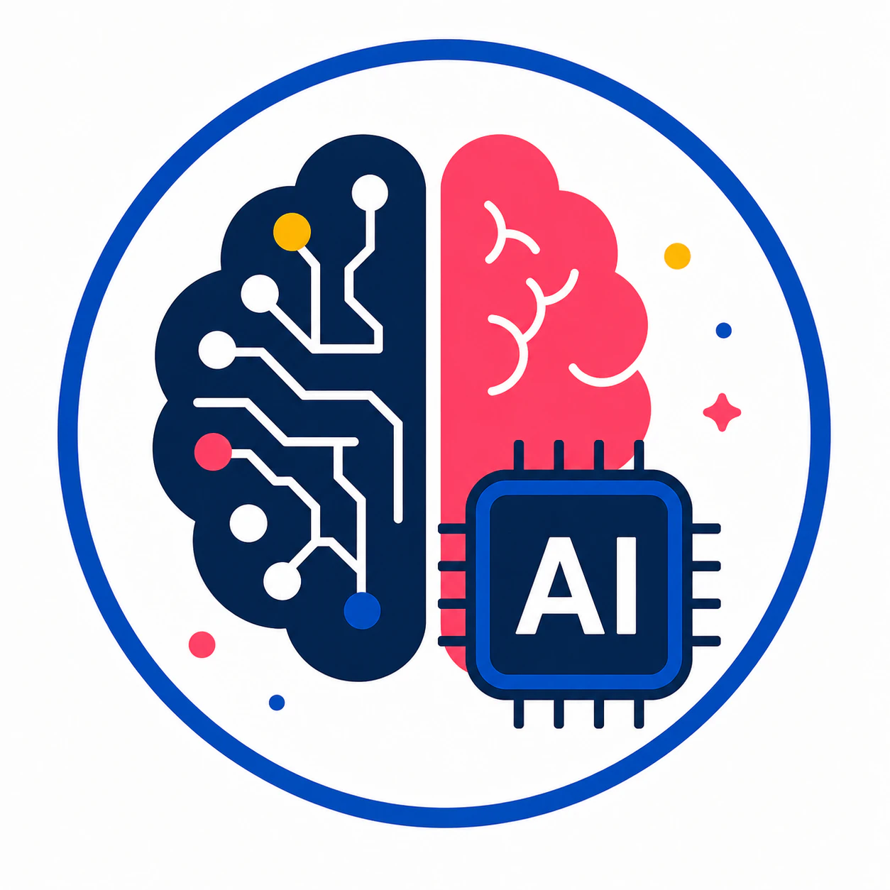Icon combining a human brain and digital circuitry, representing artificial intelligence integration and data-driven insights for smarter IT support adoption.