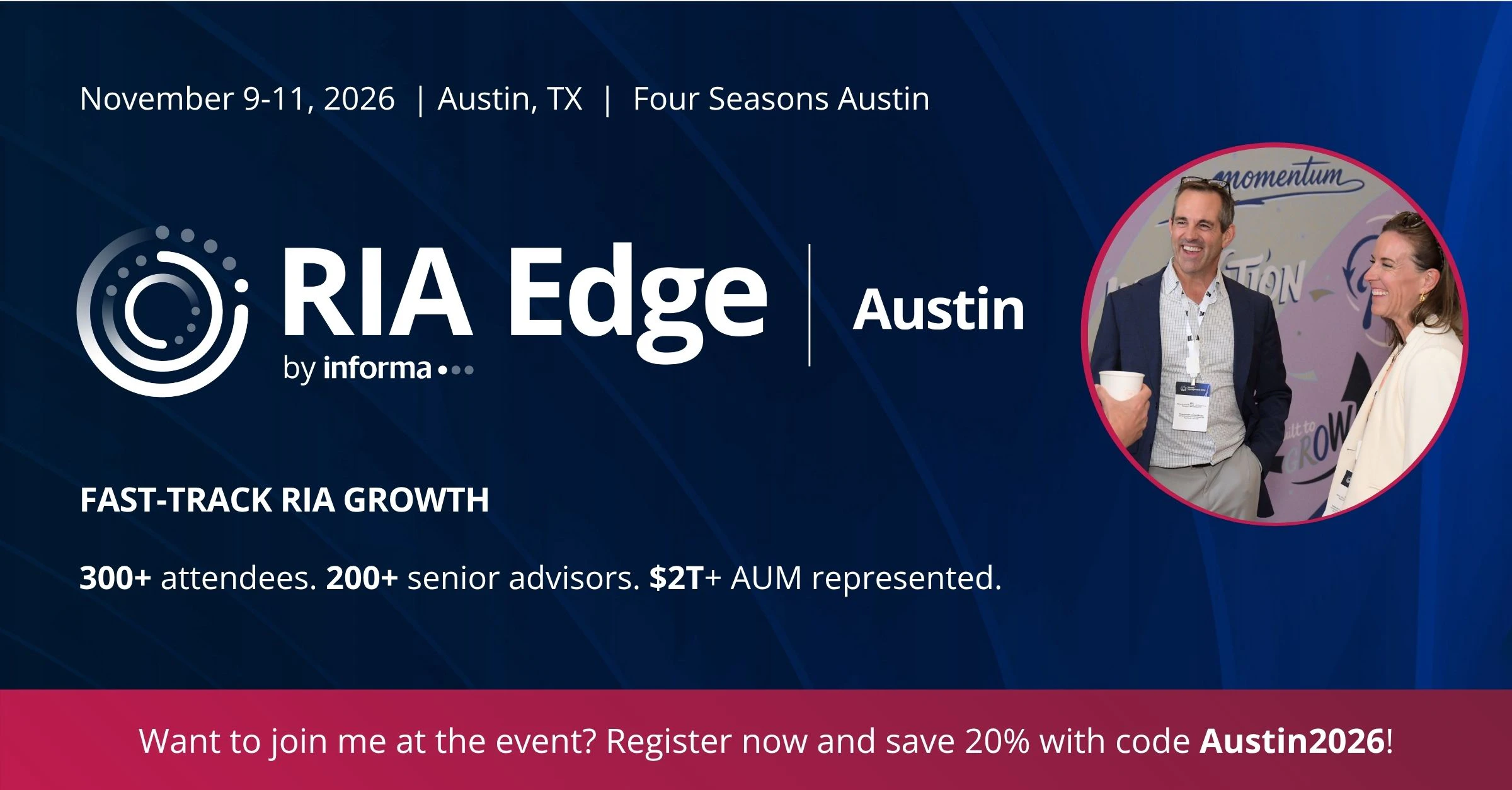 Attendee social card for RIA Edge Austin