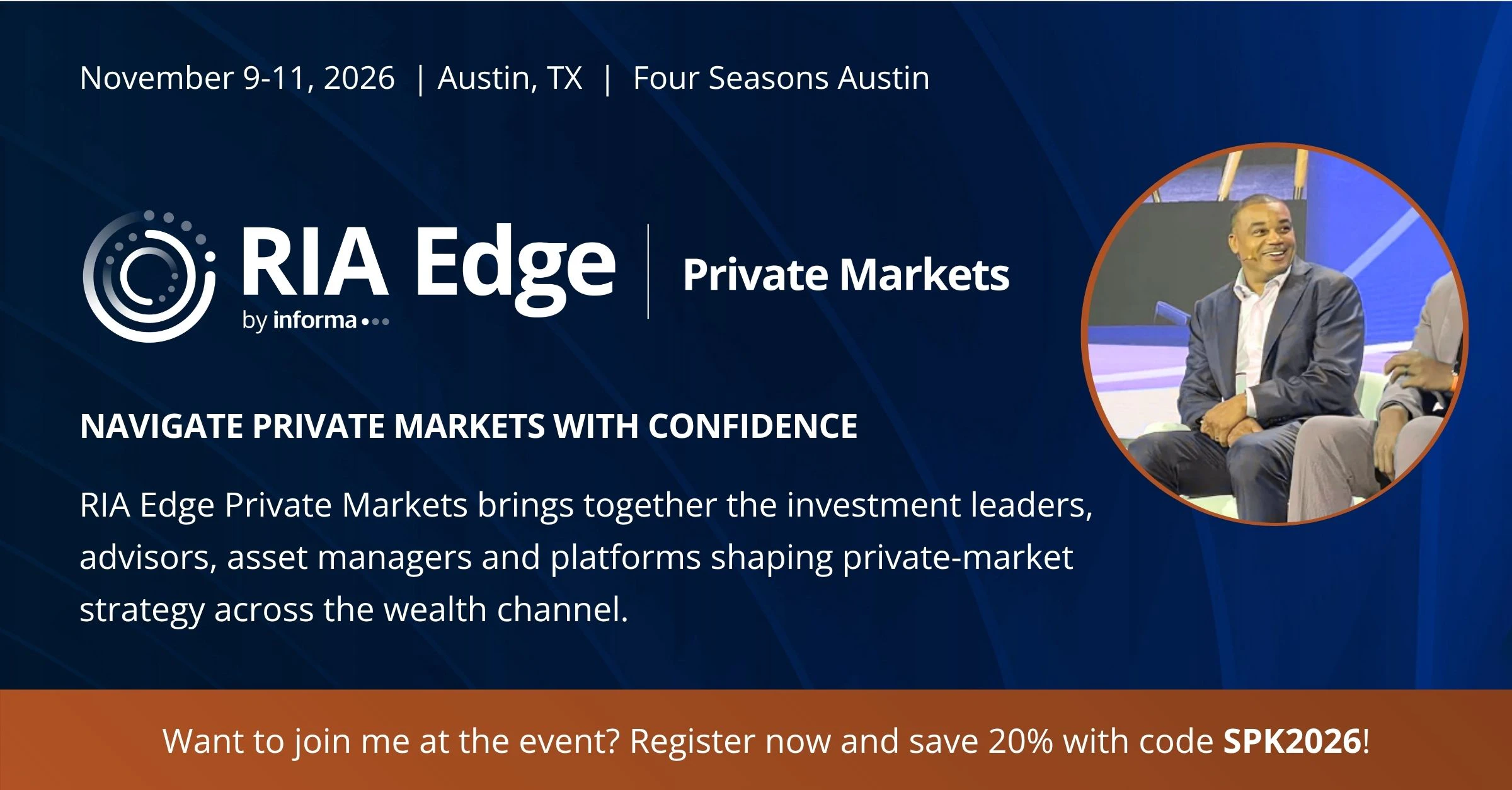 Speaker social card for RIA Edge Private Markets