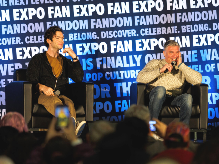Ethan Peck and Anson Mount at their panel at FAN EXPO Vancouver