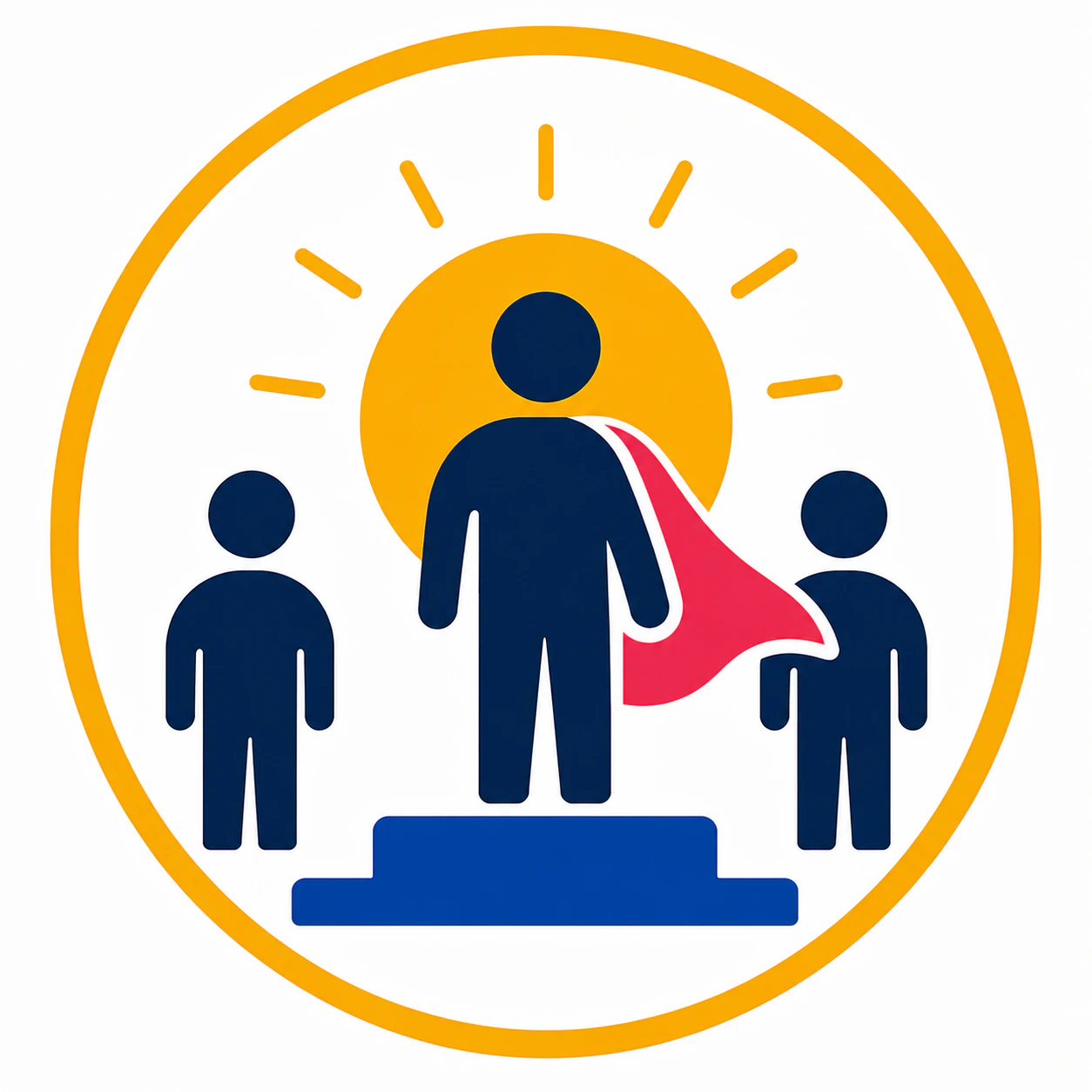 Icon of a rising star or a leading figure at the peak of a visual framework, symbolizing strategic management, workforce empowerment, and IT leadership development.