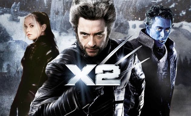 The poster for X2 featuring Kitty Pryde, Wolverine and Nightcrawler