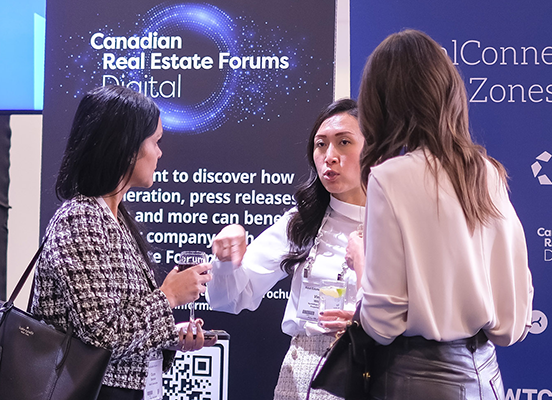 Attendees connecting at the cocktail reception