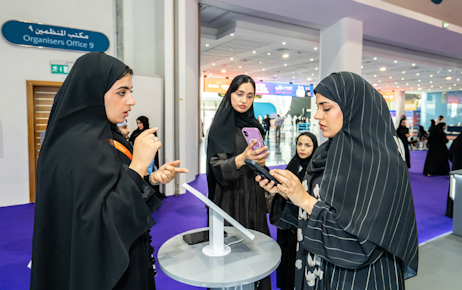 Emirati men attending Tawdheef x Zaheb ribbon-cutting ceremony