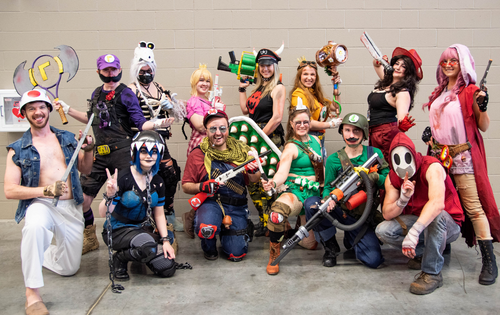 A group of video game cosplayers