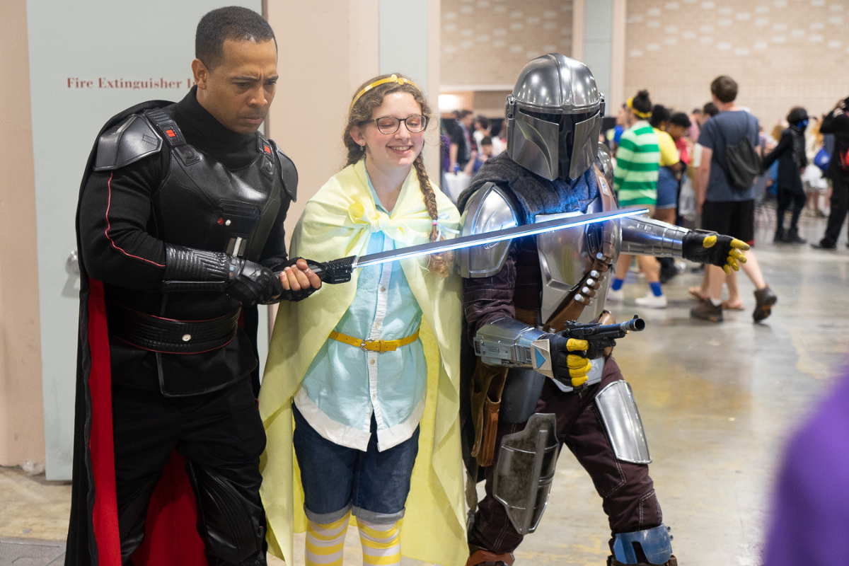 Cosplayers posing for a picture
