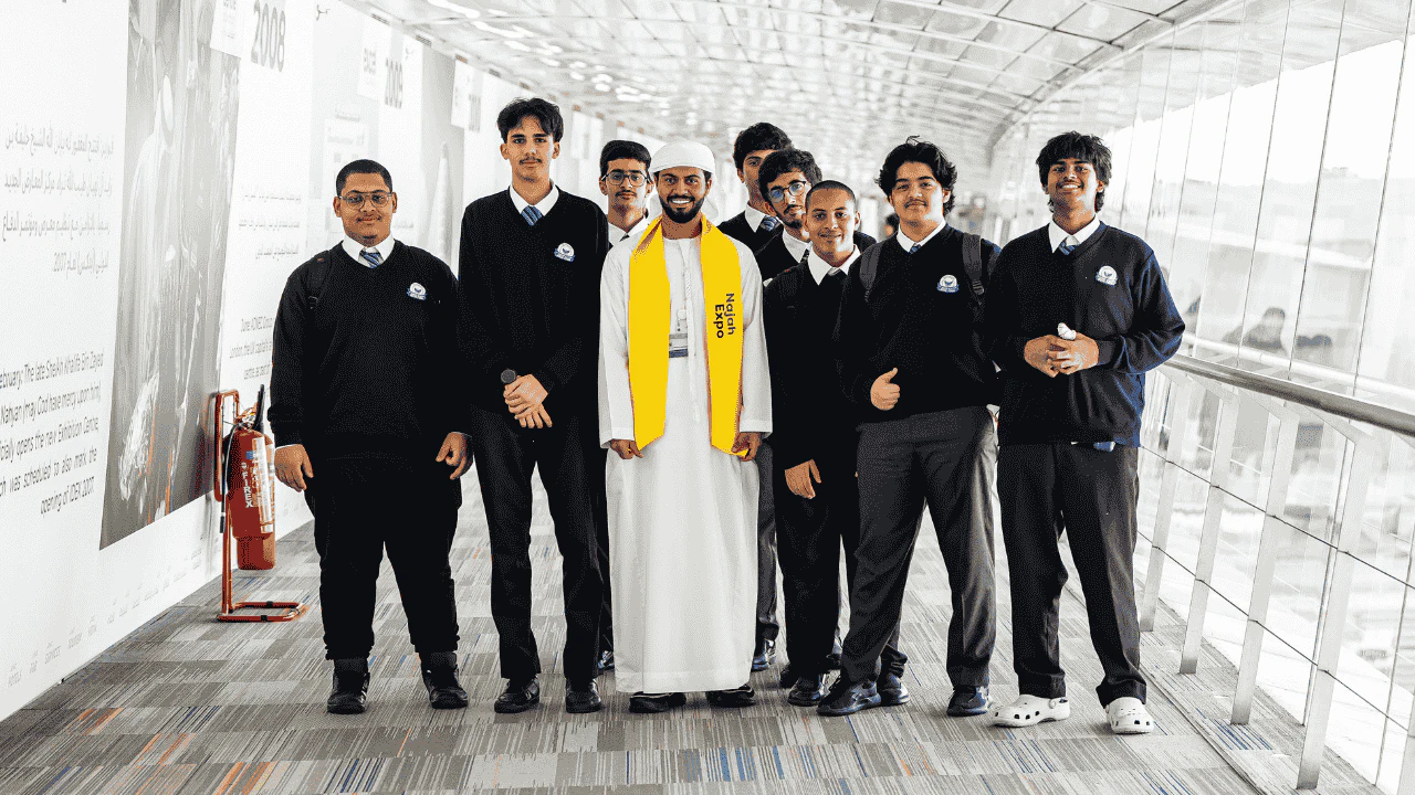 Students try interactive learning tools at Najah Abu Dhabi, UAE’s leading higher education fair connecting global universities.